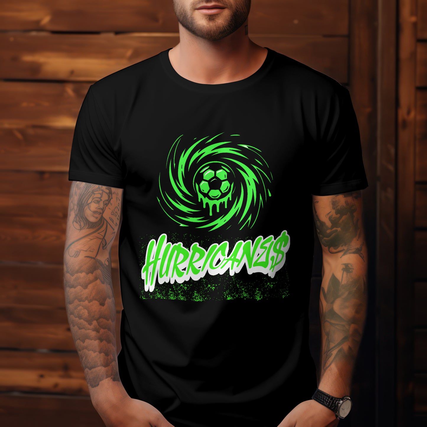 Hurricanes Soccer Team T-Shirt - Black/White/Green