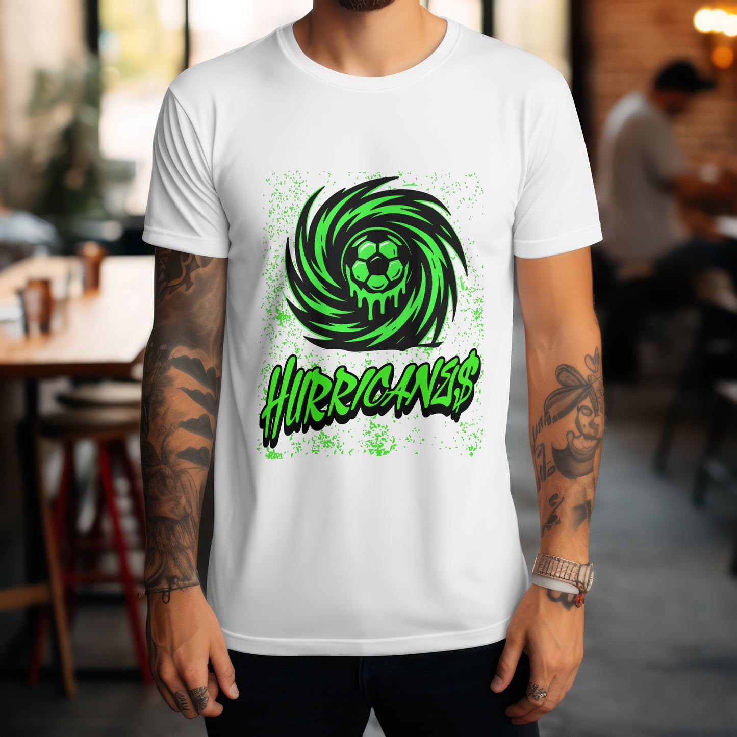 Hurricanes Soccer Team T-Shirt - Black/White/Green