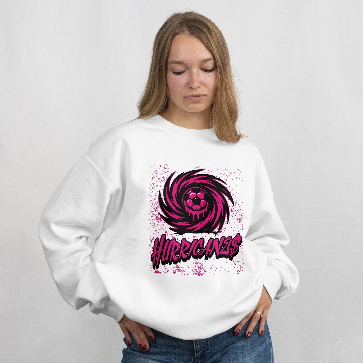 Hurricanes Soccer Team Sweatshirt - Black/White/pink