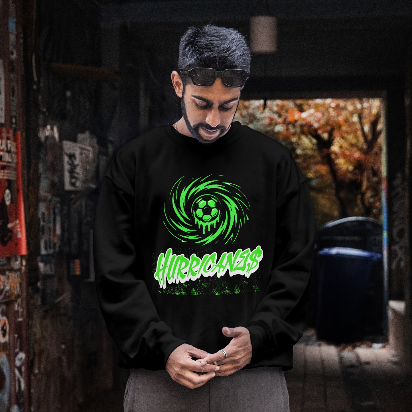 Hurricanes Soccer Team Sweatshirt - Black/White/Green